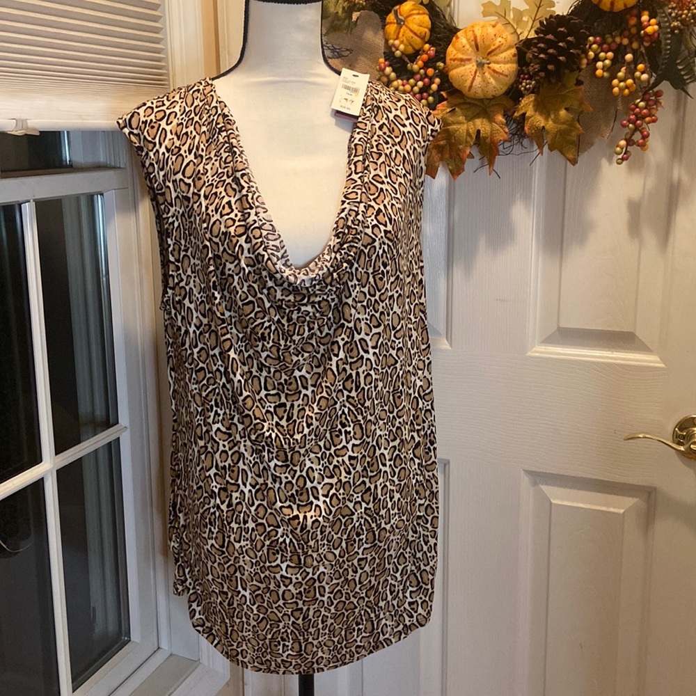 LANE BRYANT NWT Leopard Print Sleeveless Cowl Neck Style Size 18/20 Top